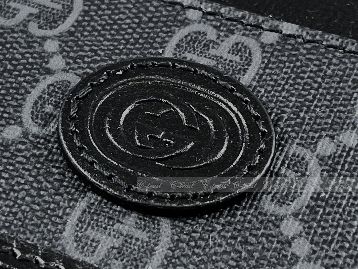 L815.. GUCCI グッチ 財布 ウォレット カードケース インターロッキング G キャンバス ロゴ イタリア製 ★ ブラック_画像5