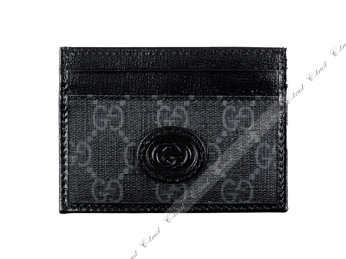 L815.. GUCCI グッチ 財布 ウォレット カードケース インターロッキング G キャンバス ロゴ イタリア製 ★ ブラック_画像3