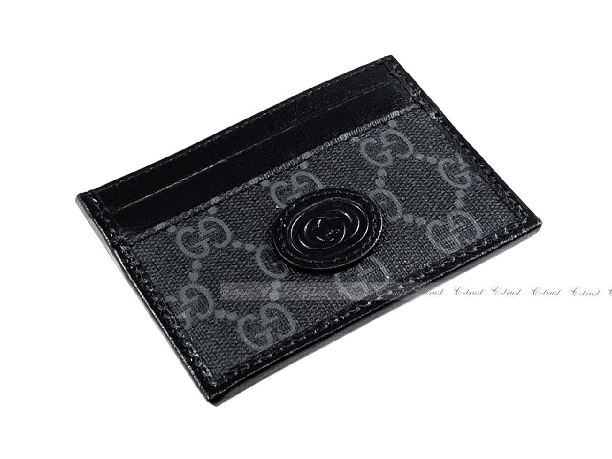 L815.. GUCCI グッチ 財布 ウォレット カードケース インターロッキング G キャンバス ロゴ イタリア製 ★ ブラック_画像2