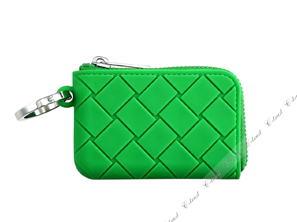 L885.. BOTTEGA VENETA ボッテガ ヴェネタ 財布 コイン ケース ジップ リング イントレ ラバー シリコン ★ 3724 PARAKEET_画像2