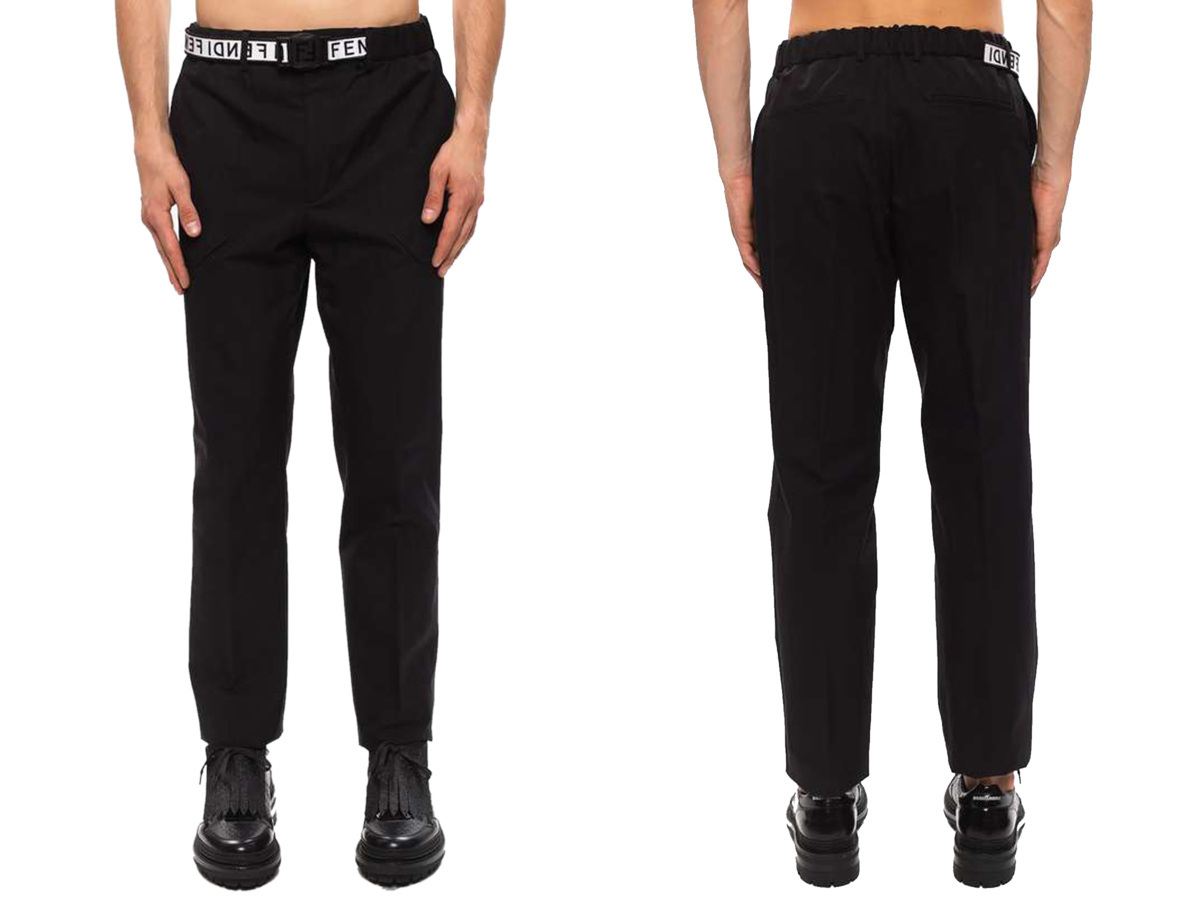 I815(46).. FENDI Fendi tsu il брюки лента ремень FF Logo FB0584 ACBW F0QA1 * черный 