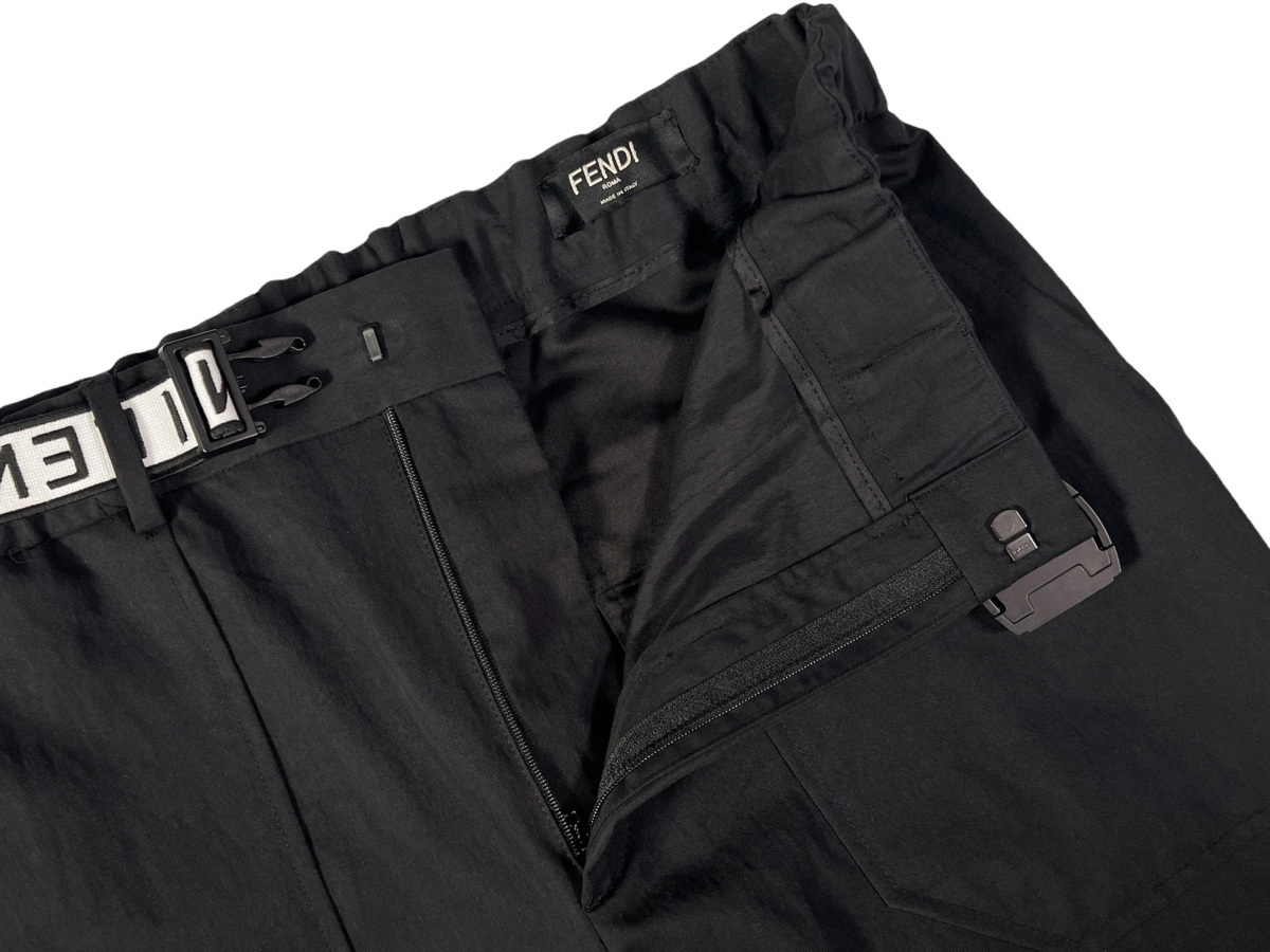 I815(46).. FENDI Fendi tsu il брюки лента ремень FF Logo FB0584 ACBW F0QA1 * черный 