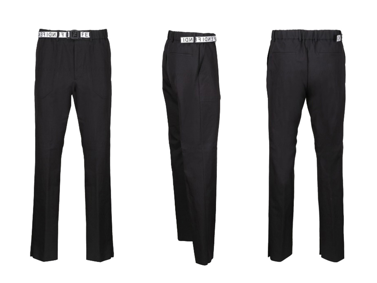 I815(46).. FENDI Fendi tsu il брюки лента ремень FF Logo FB0584 ACBW F0QA1 * черный 