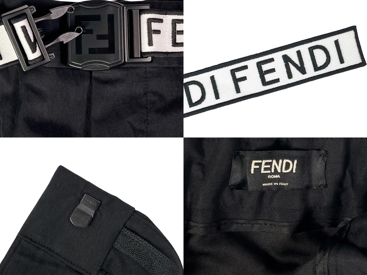 I815(46).. FENDI Fendi tsu il брюки лента ремень FF Logo FB0584 ACBW F0QA1 * черный 