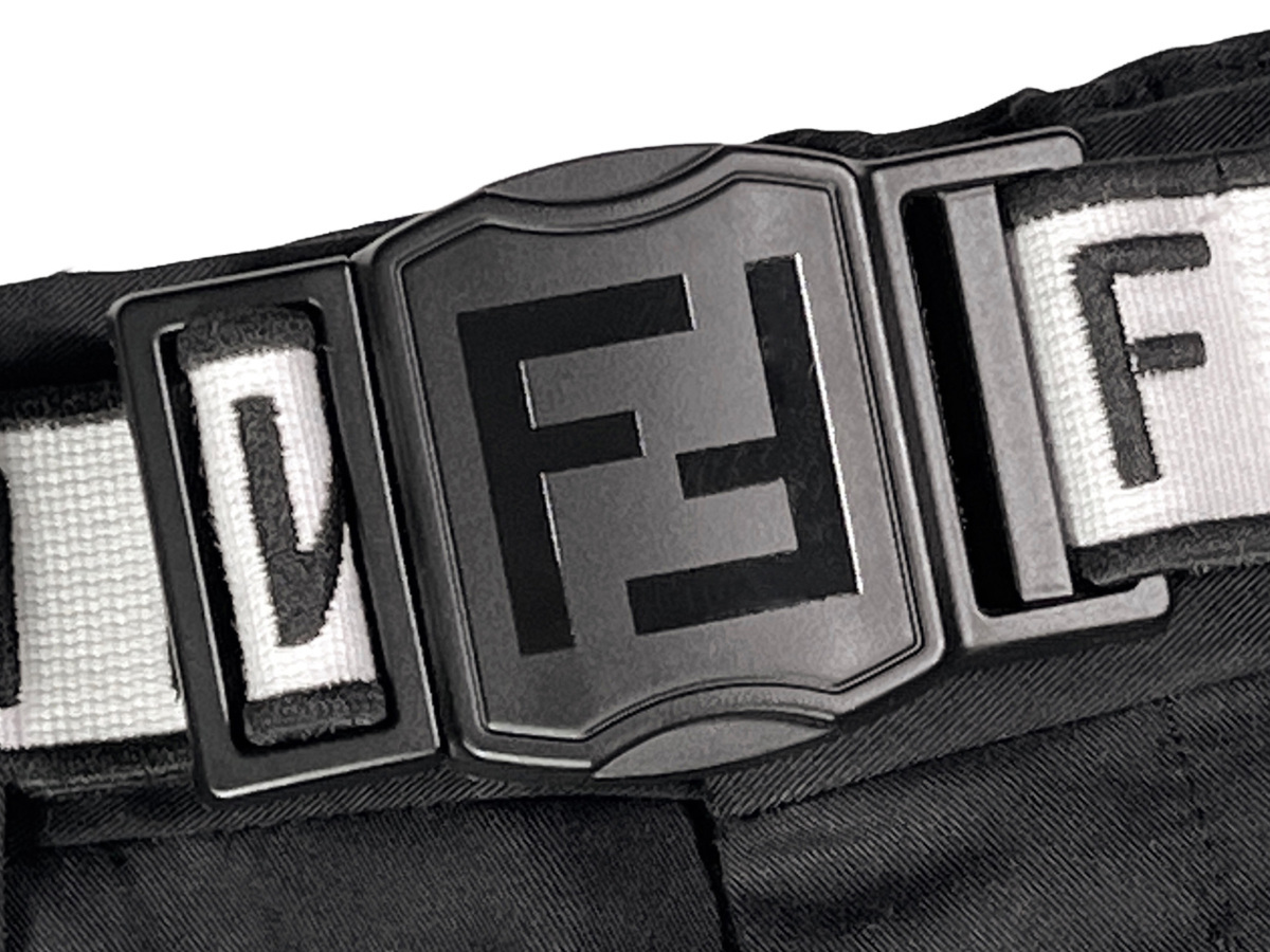 I815(46).. FENDI Fendi tsu il брюки лента ремень FF Logo FB0584 ACBW F0QA1 * черный 