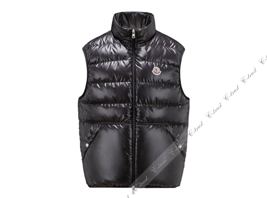 L776-3.. MONCLER モンクレール AUBE オーブ ダウン ベスト アウター ジレ メンズ アイコン パッチ ロゴ ★ 999 ブラック_画像2