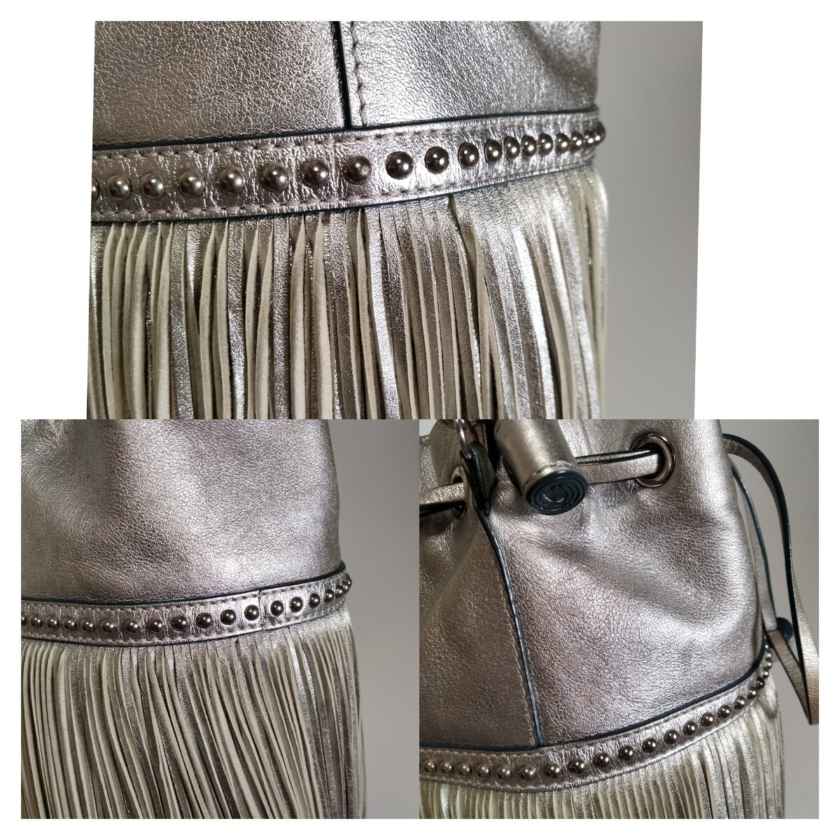 美品 J&M DAVIDSON カーニバル ミニ 2WAY ハンドバッグ ショルダーバッグ レザー フリンジ スタッズ ジェイアンドエムデヴィッドソン_画像10