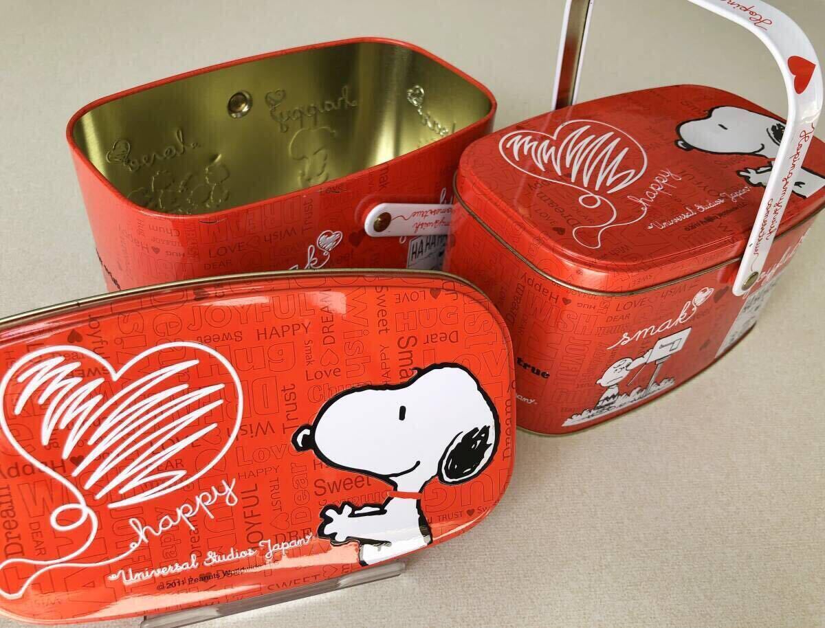 USJ購入 SNOOPY ハンドル付缶×2 スヌーピー ユニバーサルスタジオ 小物入れ インテリア雑貨 収納 キャラクター PEANUTS_画像1