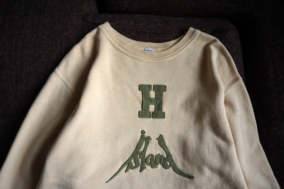 ★23年購入×定価3万円×くすみイエロー◎パッチワークロゴのぷっくり裏毛起毛スウェット トレーナー★45rpm 45R 即決 メンズ_画像2