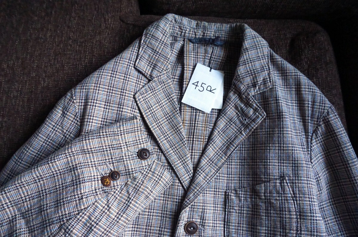 ★23年購入×定価8万円×新品タグ付×贅沢なコットンのツイード◎レトロな木目ボタンのジャケット★ 45rpm 45R 即決 メンズ_画像1