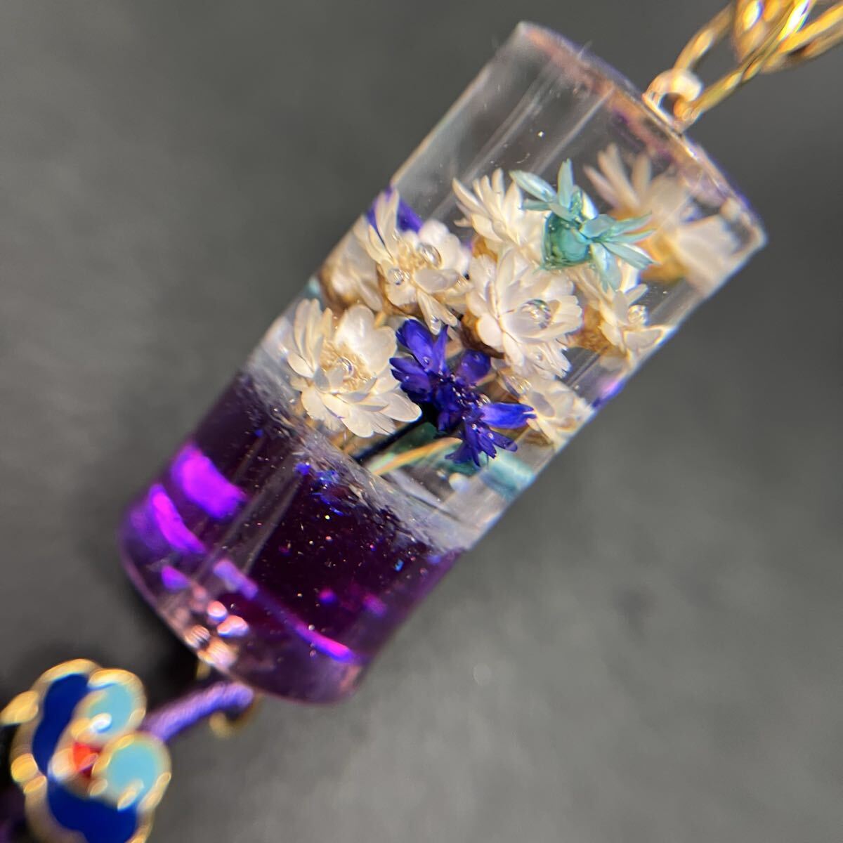 水中花 タッセル ミラーネックレス 紫_画像3