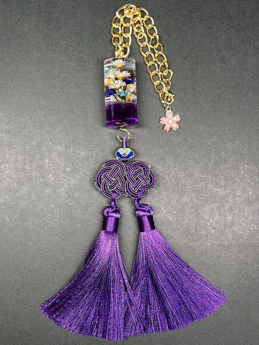 水中花 タッセル ミラーネックレス 紫_画像1
