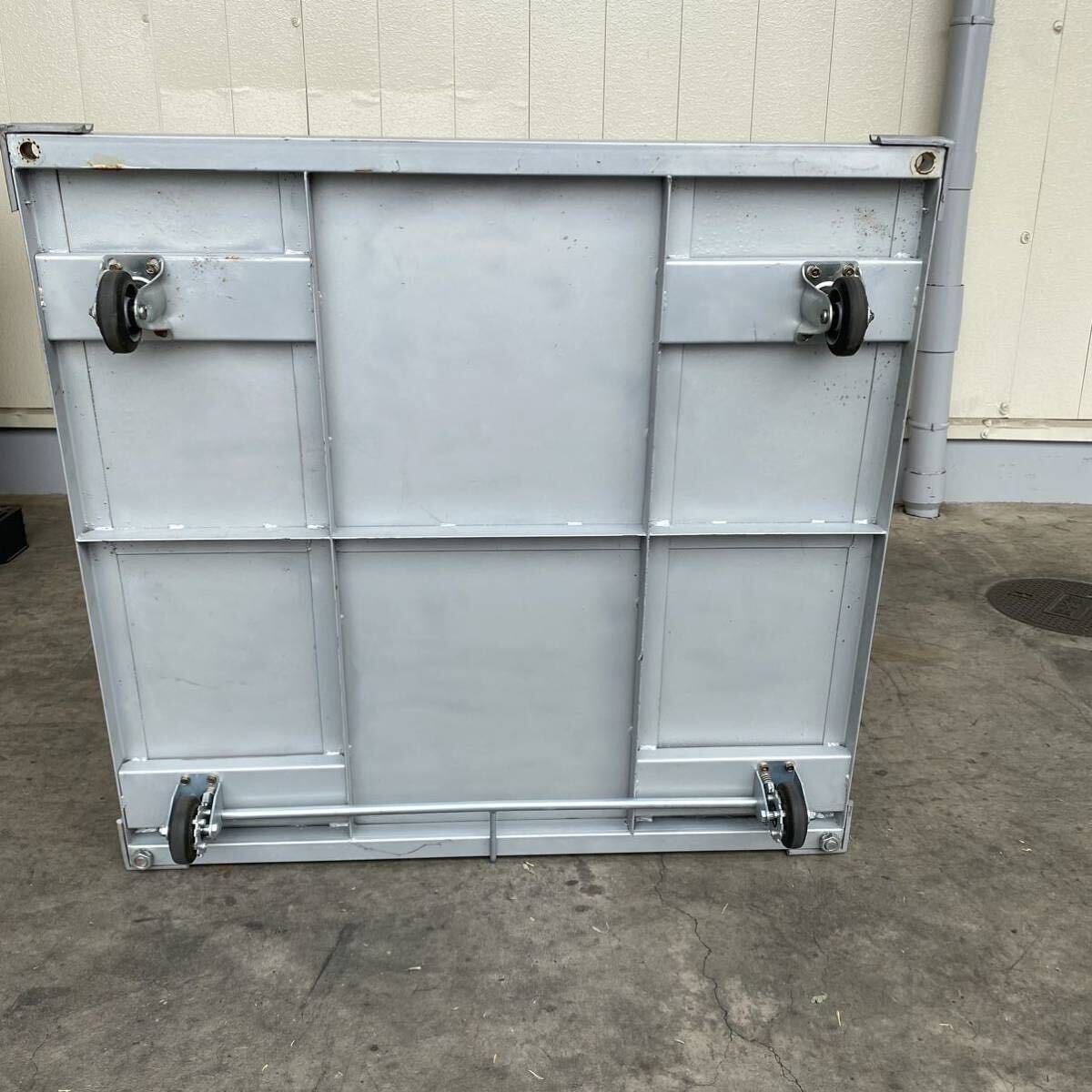 【引取限定】ブレーキ付 1150x1100mm 手押し台車 物流 運送 倉庫 キャスター固定 マテハン パレット用 ネステナー用 TBDY0077_画像8