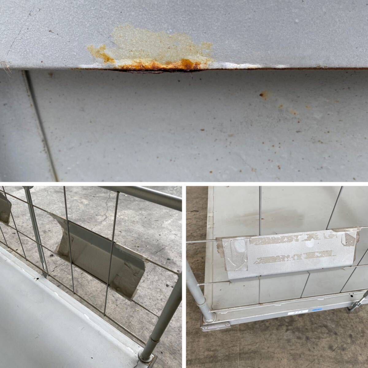 【引取限定】ブレーキ付 1150x1100mm 手押し台車 物流 運送 倉庫 キャスター固定 マテハン パレット用 ネステナー用 TBDY0077_画像10