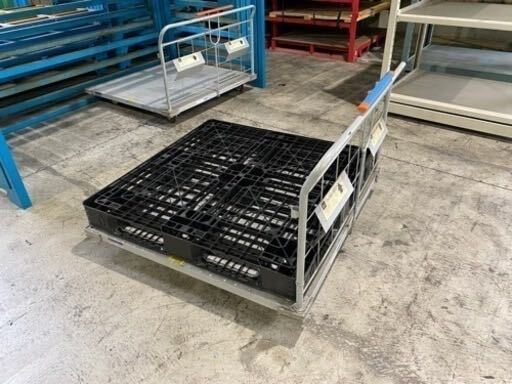 【引取限定】ブレーキ付 1150x1100mm 手押し台車 物流 運送 倉庫 キャスター固定 マテハン パレット用 ネステナー用 TBDY0077_画像1