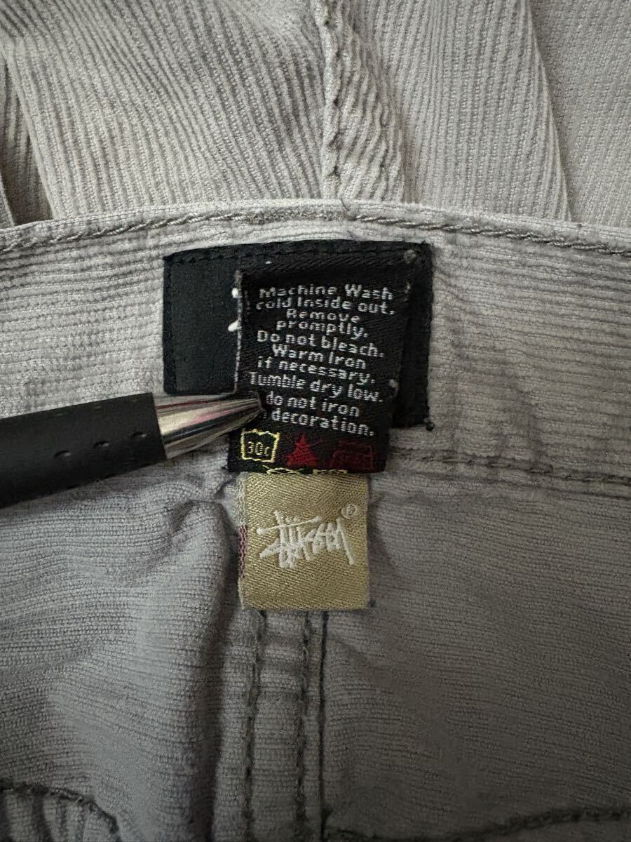 【00s】Stussy Corduroy Pants 32 Grey ステューシー ヴィンテージ コーデュロイ パンツ 国内正規 グレー SSリンクロゴ M_画像4