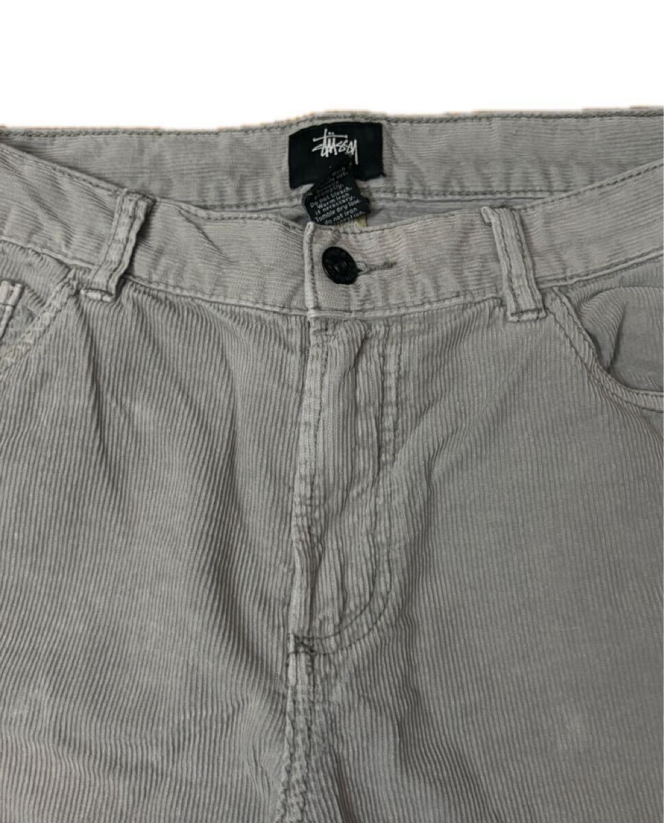【00s】Stussy Corduroy Pants 32 Grey ステューシー ヴィンテージ コーデュロイ パンツ 国内正規 グレー SSリンクロゴ M_画像3