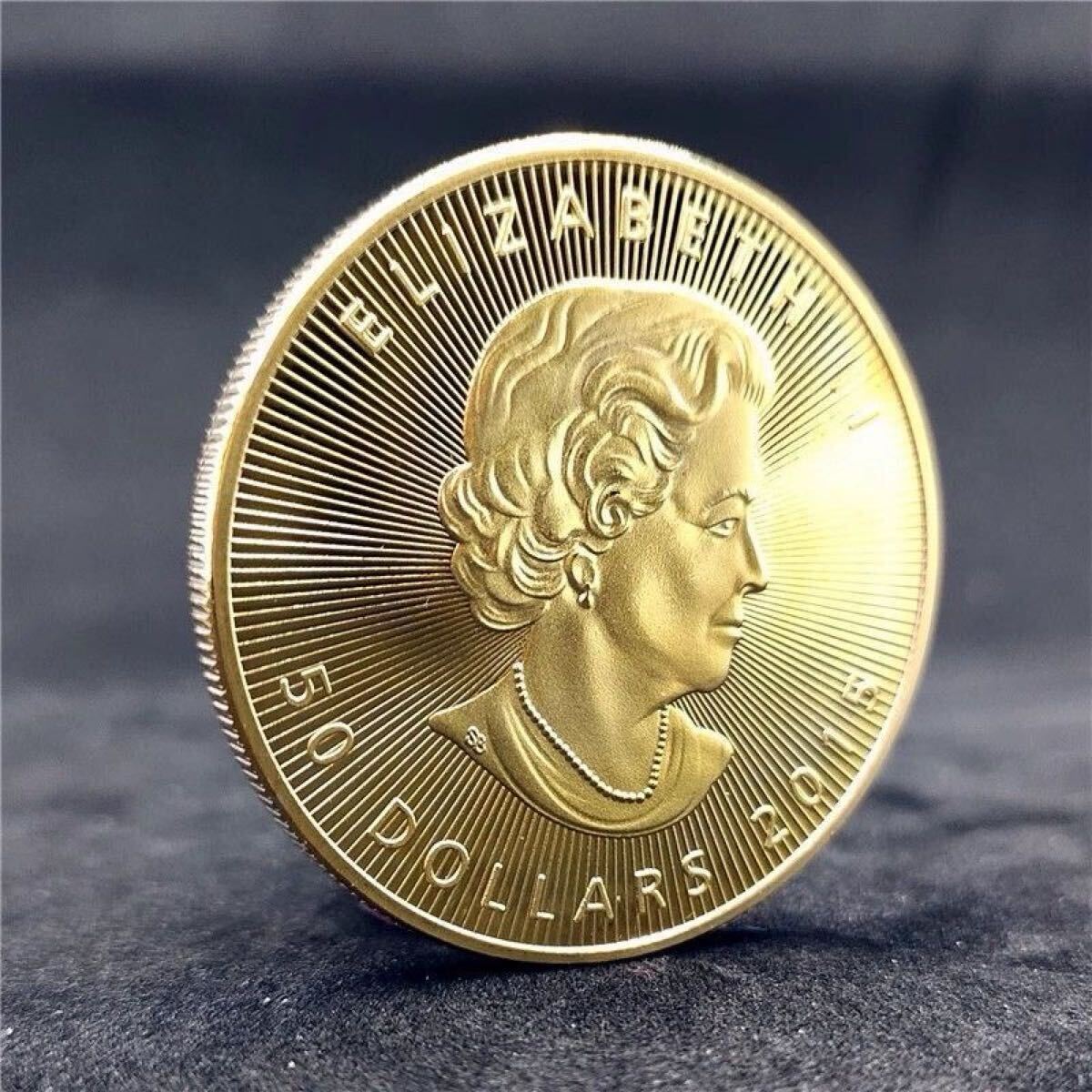 カナダ メイプルリーフ エリザベス2世 金貨 コイン 古銭 記念メダル コレクション 収蔵品 50ドル金貨 2015年_画像3