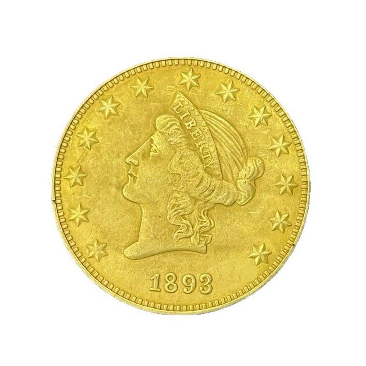 極美品 希少 アメリカ 自由の女神 1893年 20ドル イーグル 記念硬貨 リバティ 古銭 海外コイン 金貨 コレクション 収蔵品 硬貨 金貨 _画像4