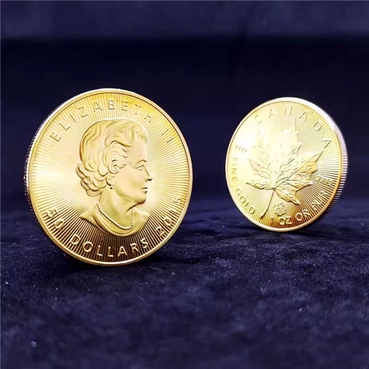 2015年カナダメイプル エリザベス2世 コレクション 外貨硬貨 40mm 記念硬貨 海外コイン 金貨 大型金貨 記念メタル ケース付き 蔵品 50ドル_画像1
