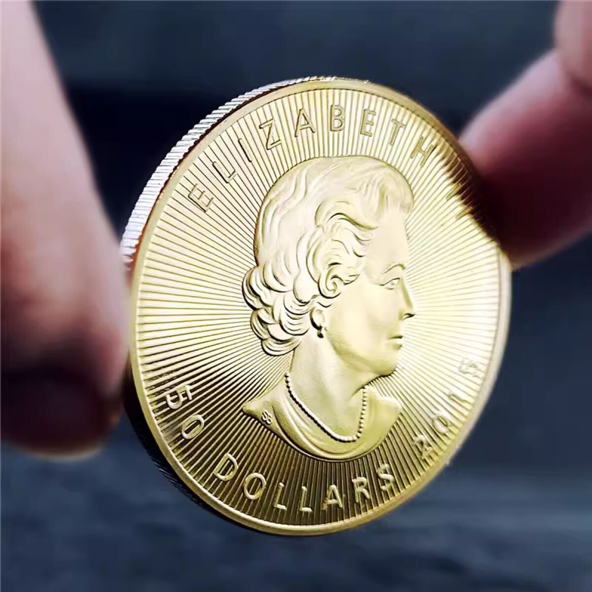 2015年カナダメイプル エリザベス2世 コレクション 外貨硬貨 40mm 記念硬貨 海外コイン 金貨 大型金貨 記念メタル ケース付き 蔵品 50ドル_画像8