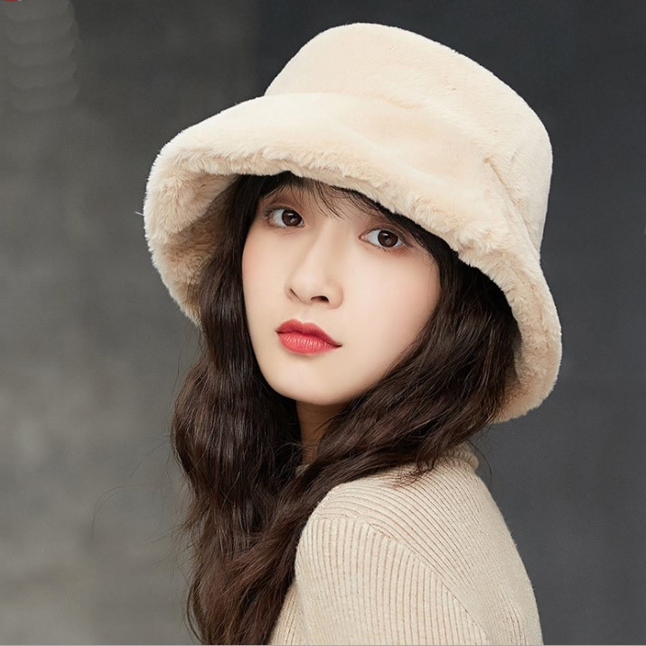 ファー バケットハット ボア 帽子 フェイクファー レディース 冬 コーデ おしゃれ もこもこ ふわふわ 秋(アイボリー)_画像1
