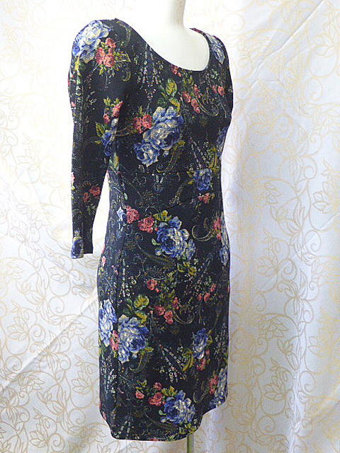 ahno49　USA　Purple rain 花柄　ワンピース七分袖/S・251028_画像3