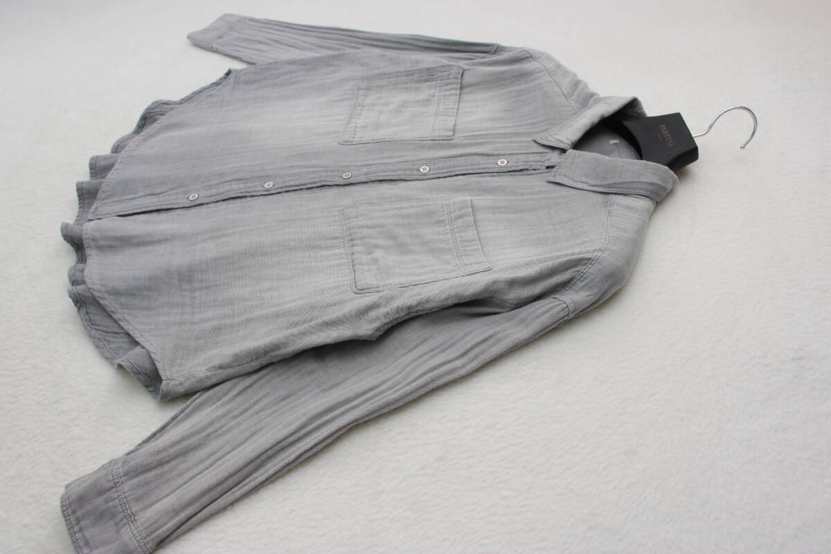 4961 新品 長袖ガーゼ調シャツ グレーFサイズ 定価¥9,000+税_画像1