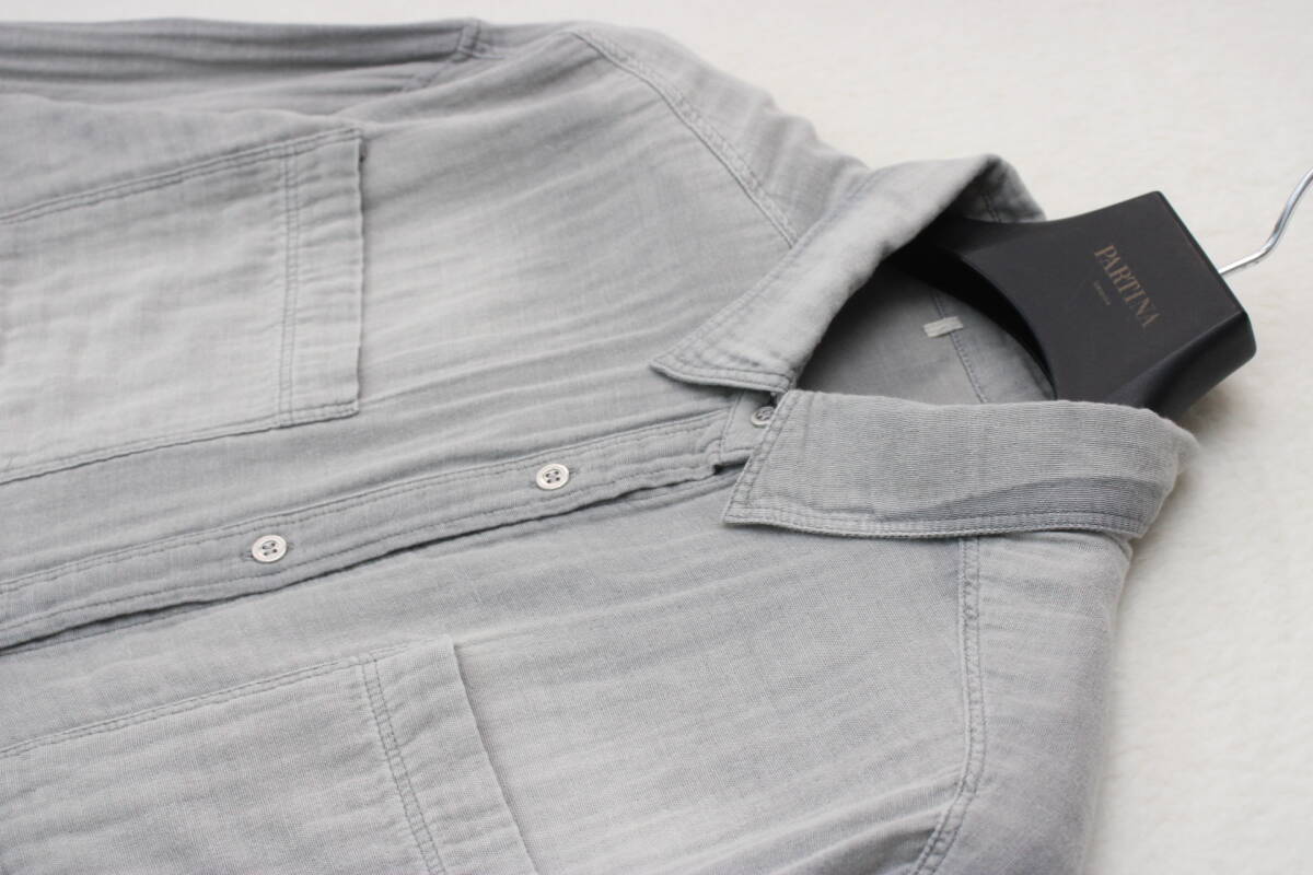 4961 新品 長袖ガーゼ調シャツ グレーFサイズ 定価¥9,000+税_画像3