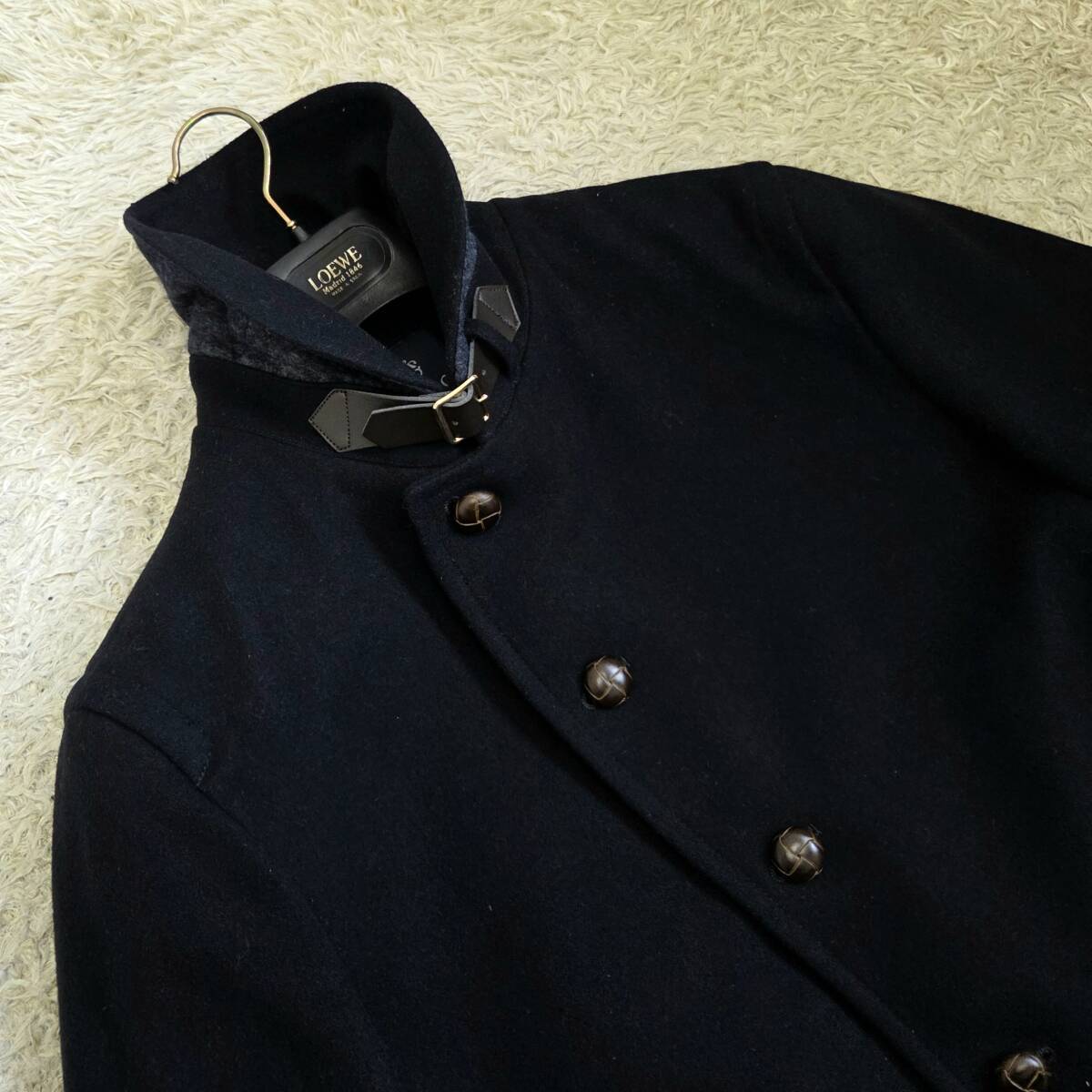 ナノベース×サーモライト THERMOLITE×nanoBASE nanouniverse ピーコート Pコート アウター メルトンウール 中綿 くるみボタン 濃紺 L_画像3