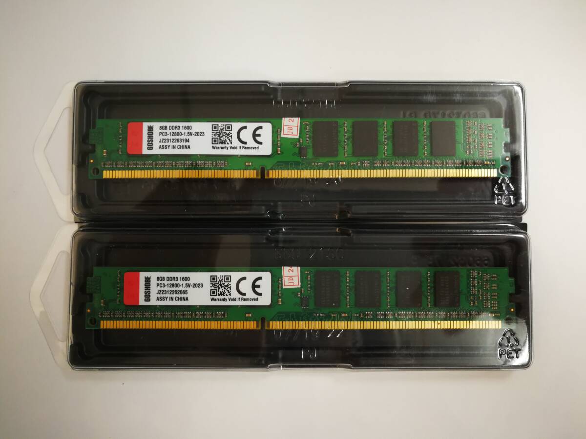 未使用 保証あり DDR3 1600 PC3-12800 メモリ 8GB×2枚 計16GB デスクトップパソコン用_画像1