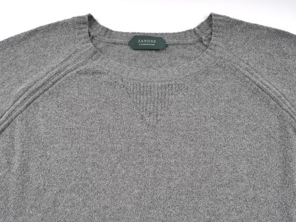 【新品未使用】ZANONE ザノーネ◆Made In Italy◆48◆グレー コットン パイル クルーネック ニット セーター◆カットソー トレーナー_画像2