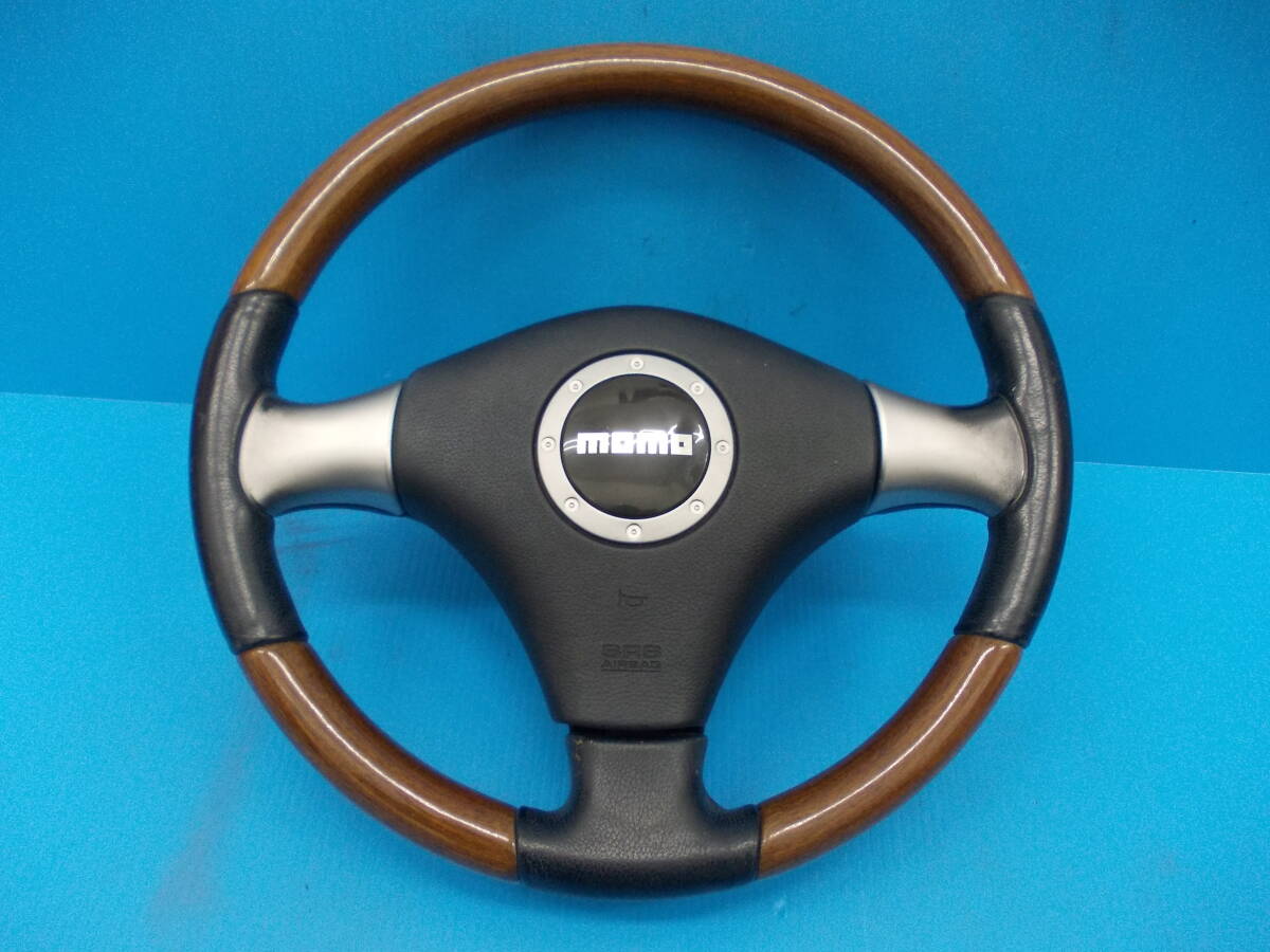 ■中古■L650S/ミラ・ジーノ　ダイハツ純正　MOMO/モモ　木目/ウッド　レザーハンドル/ステアリングホール　シフトノブ付き_画像3