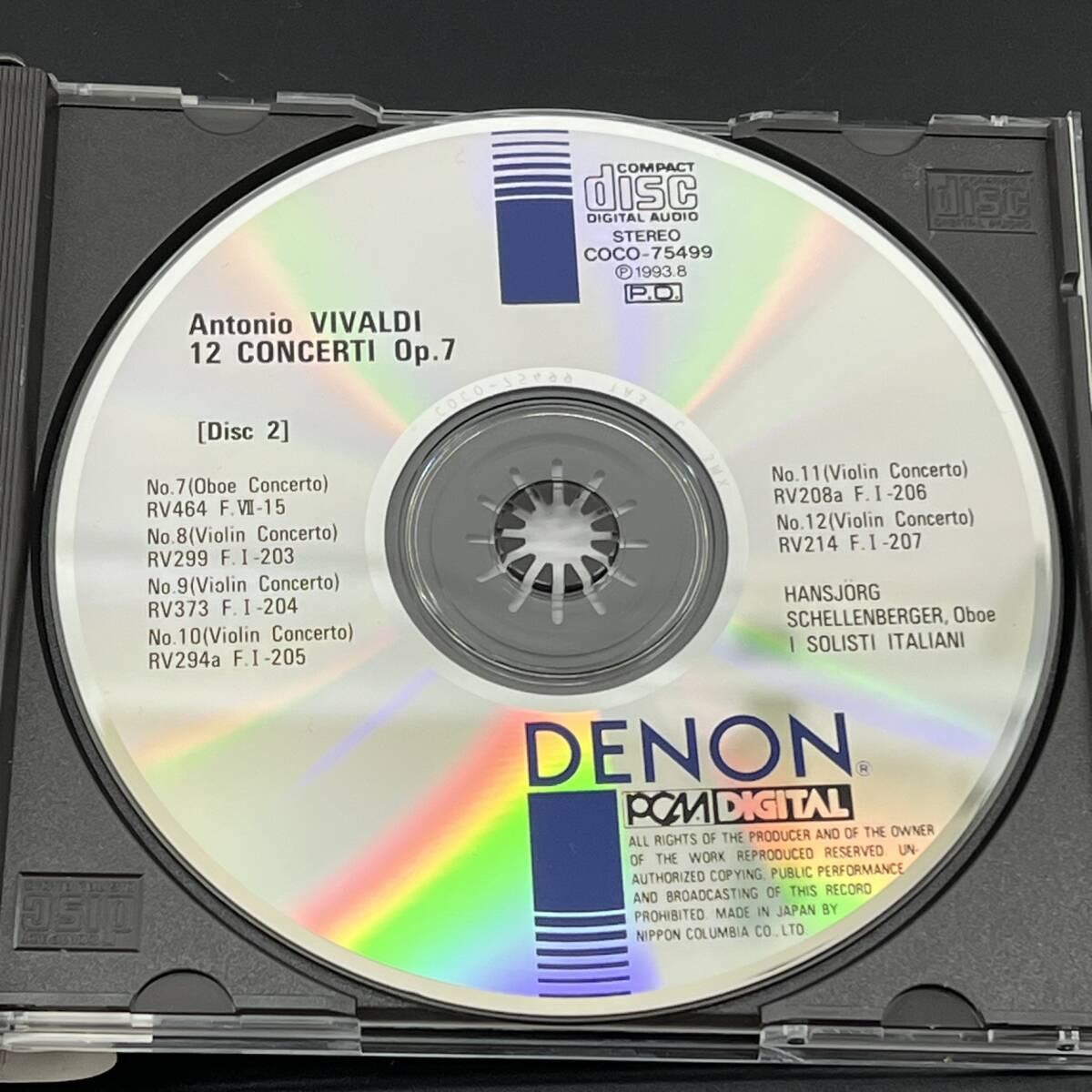 ヴィヴァルディ / 協奏曲集作品7 / ハンスイェルク・シェレンベルガー イタリア合奏団 / DENON クラシック 2CD アルバム 帯 COCO75498_画像9