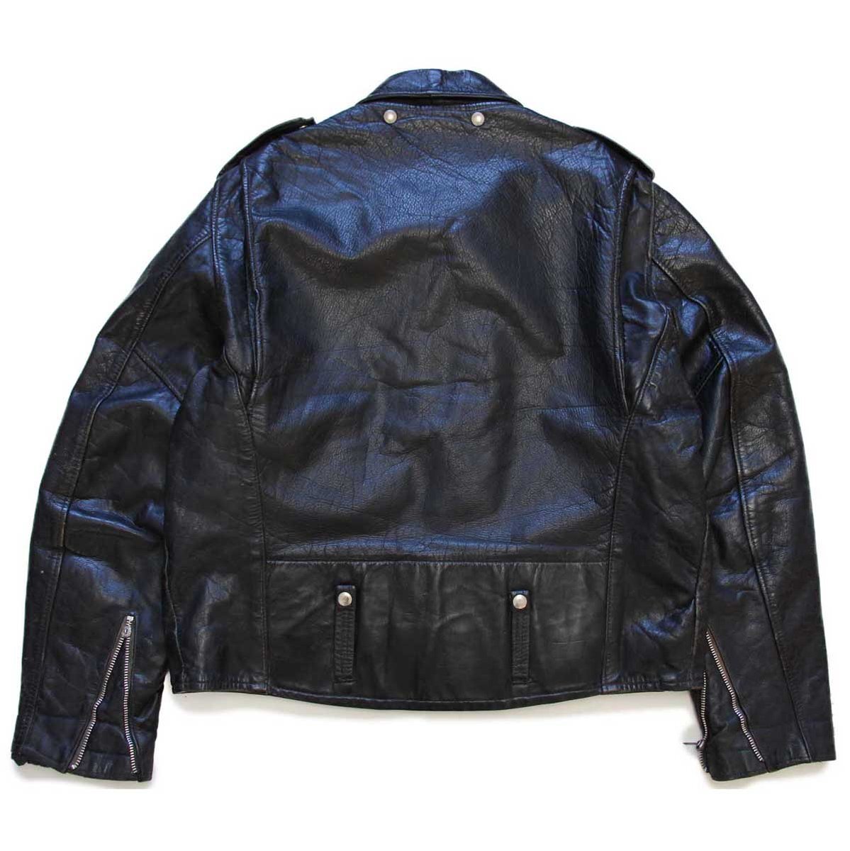 ★70s AMF Harley-Davidson ハーレー ダビッドソン キルティングライナー ダブルライダース レザージャケット 黒 50R★ビンテージ_画像2