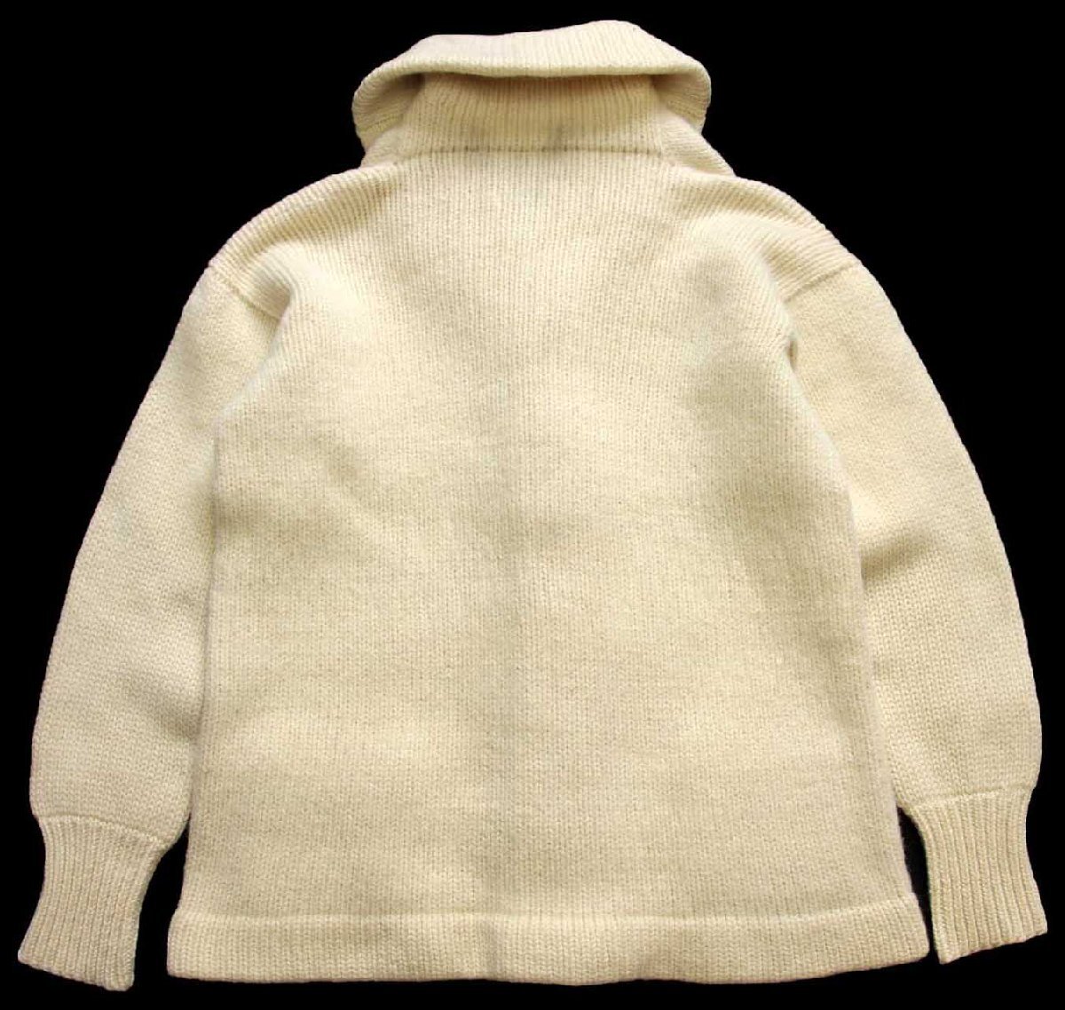 ★40s Revere KNITTING MILLS ショールカラー ローゲージ ウールニット カーディガン ナチュラル★ビンテージ ヘチマ襟 生成り_画像2