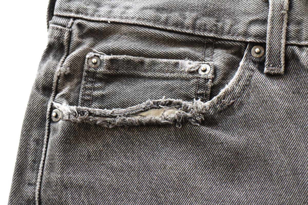 ★Levi'sリーバイス 505 ブリーチ&カットオフ ブラック デニムパンツ フェード W38★SDP3749 ジーンズ ストレート ボロ ビッグサイズ_画像6