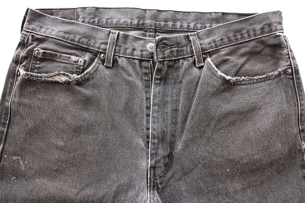 ★Levi'sリーバイス 505 ブリーチ&カットオフ ブラック デニムパンツ フェード W38★SDP3749 ジーンズ ストレート ボロ ビッグサイズ_画像4