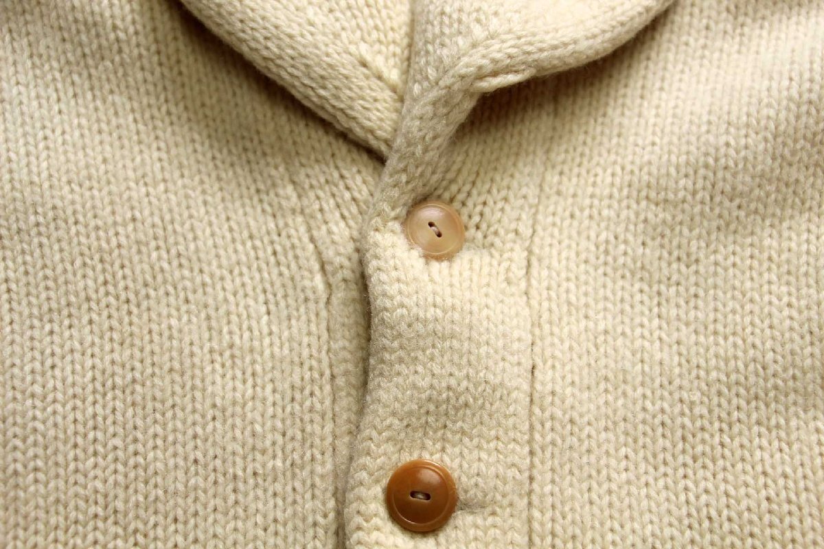 ★40s Revere KNITTING MILLS ショールカラー ローゲージ ウールニット カーディガン ナチュラル★ビンテージ ヘチマ襟 生成り_画像5