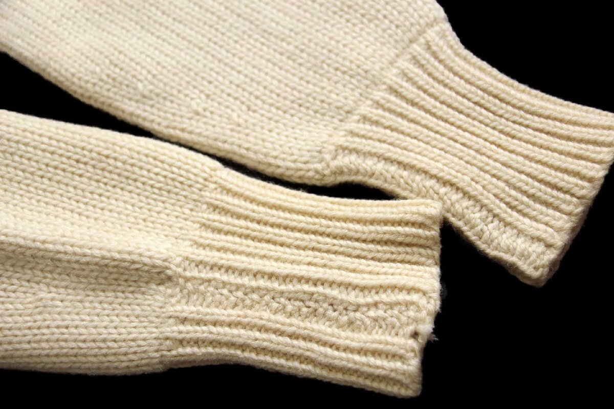 ★40s Revere KNITTING MILLS ショールカラー ローゲージ ウールニット カーディガン ナチュラル★ビンテージ ヘチマ襟 生成り_画像7