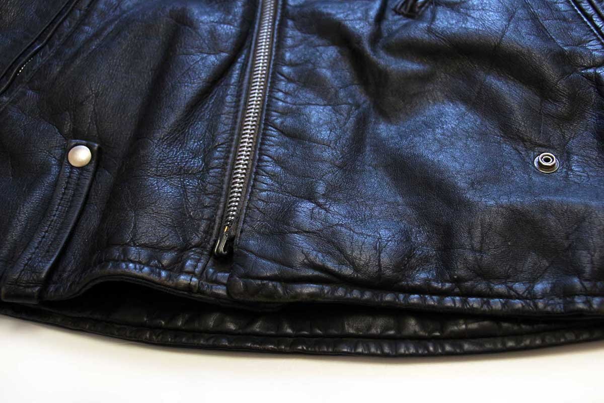 ★70s AMF Harley-Davidson ハーレー ダビッドソン キルティングライナー ダブルライダース レザージャケット 黒 50R★ビンテージ_画像8