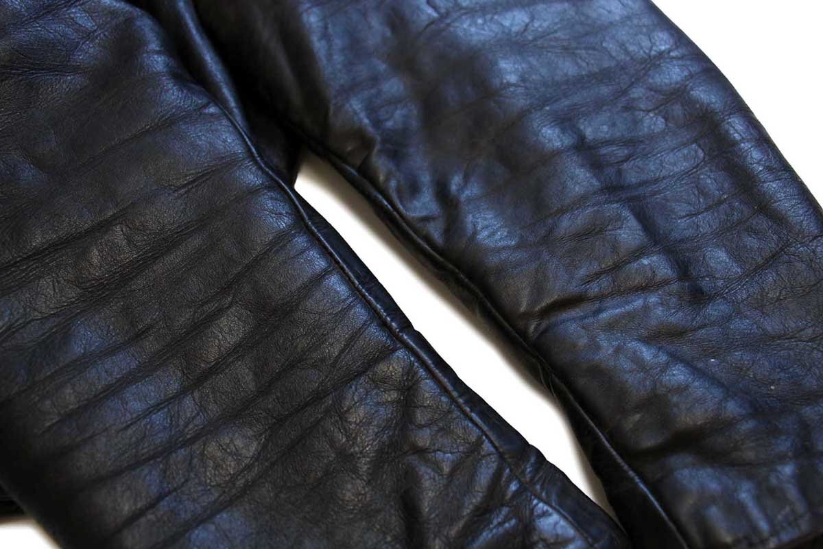 ★70s AMF Harley-Davidson ハーレー ダビッドソン キルティングライナー ダブルライダース レザージャケット 黒 50R★ビンテージ_画像9