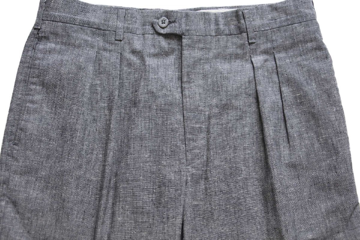 ★80s GALLERY BY HAGGAR ツータック スラックス パンツ 杢グレー W32★オールド ビンテージ カスリ 絣 トラウザーズ ストレート ワイド_画像4