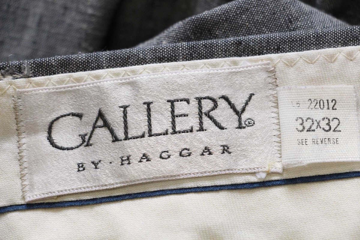 ★80s GALLERY BY HAGGAR ツータック スラックス パンツ 杢グレー W32★オールド ビンテージ カスリ 絣 トラウザーズ ストレート ワイド_画像6