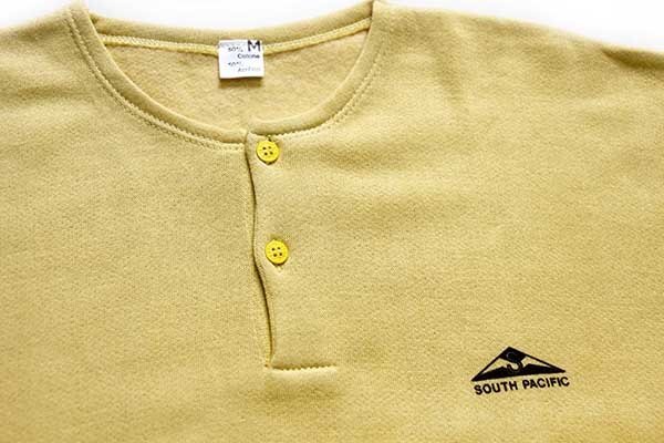 デッドストック★90s イタリア製 PIERRE CARDINピエールカルダン SOUTH PACIFIC ヘンリーネック スウェット カットソー 薄黄★ユーロ_画像3