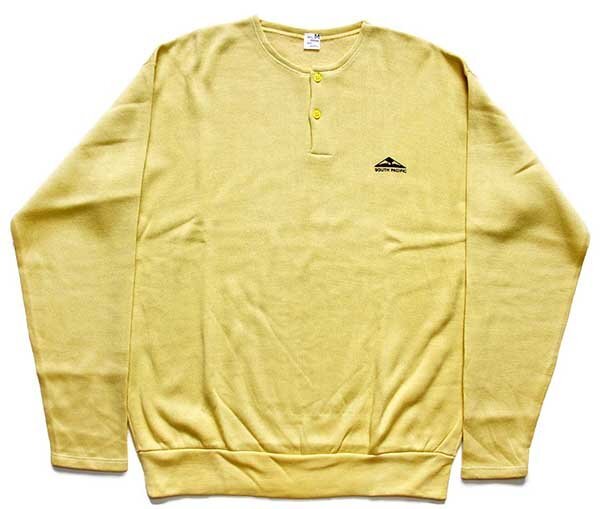 デッドストック★90s イタリア製 PIERRE CARDINピエールカルダン SOUTH PACIFIC ヘンリーネック スウェット カットソー 薄黄★ユーロ_画像2