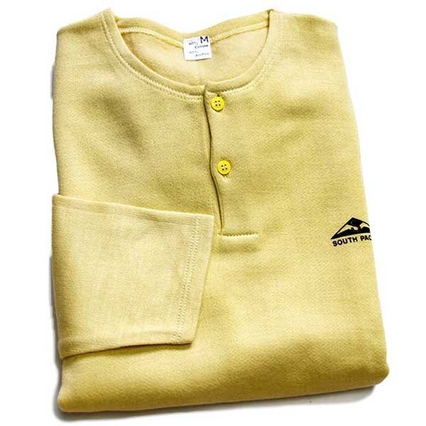 デッドストック★90s イタリア製 PIERRE CARDINピエールカルダン SOUTH PACIFIC ヘンリーネック スウェット カットソー 薄黄★ユーロ_画像1