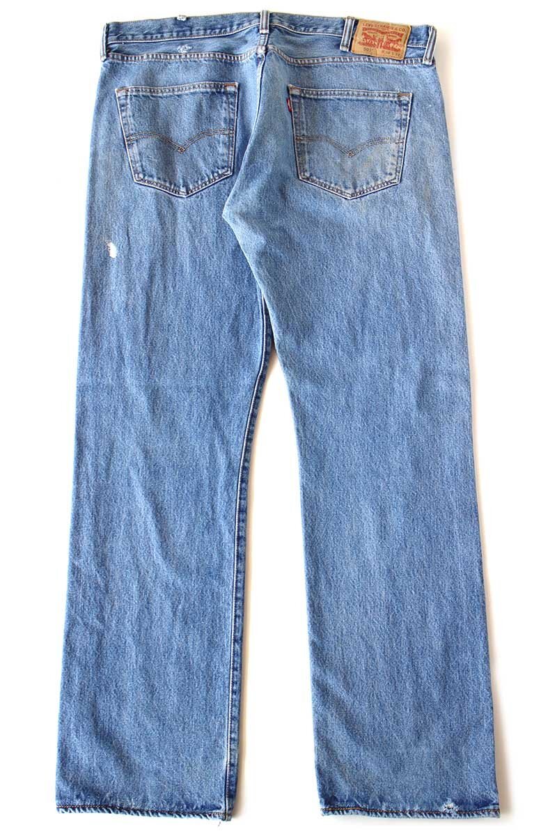★メキシコ製 Levi'sリーバイス 501 ダメージ デニムパンツ W38 L32★SDP3711 ジーンズ ストレート ヒゲ クラッシュ ボロ ビッグサイズ_画像3