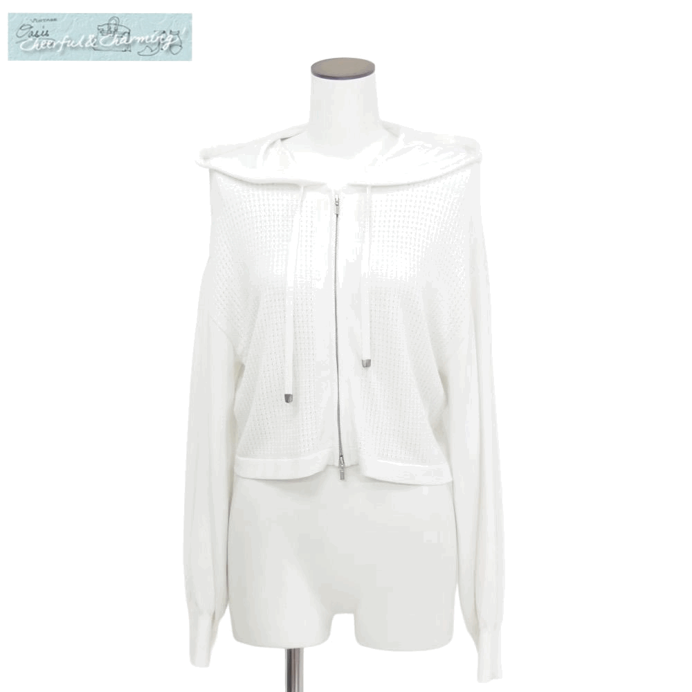 FOXEY アレッサカーディガン 40 ホワイト レーヨンBLEND メッシュ編み '22年商品 42769