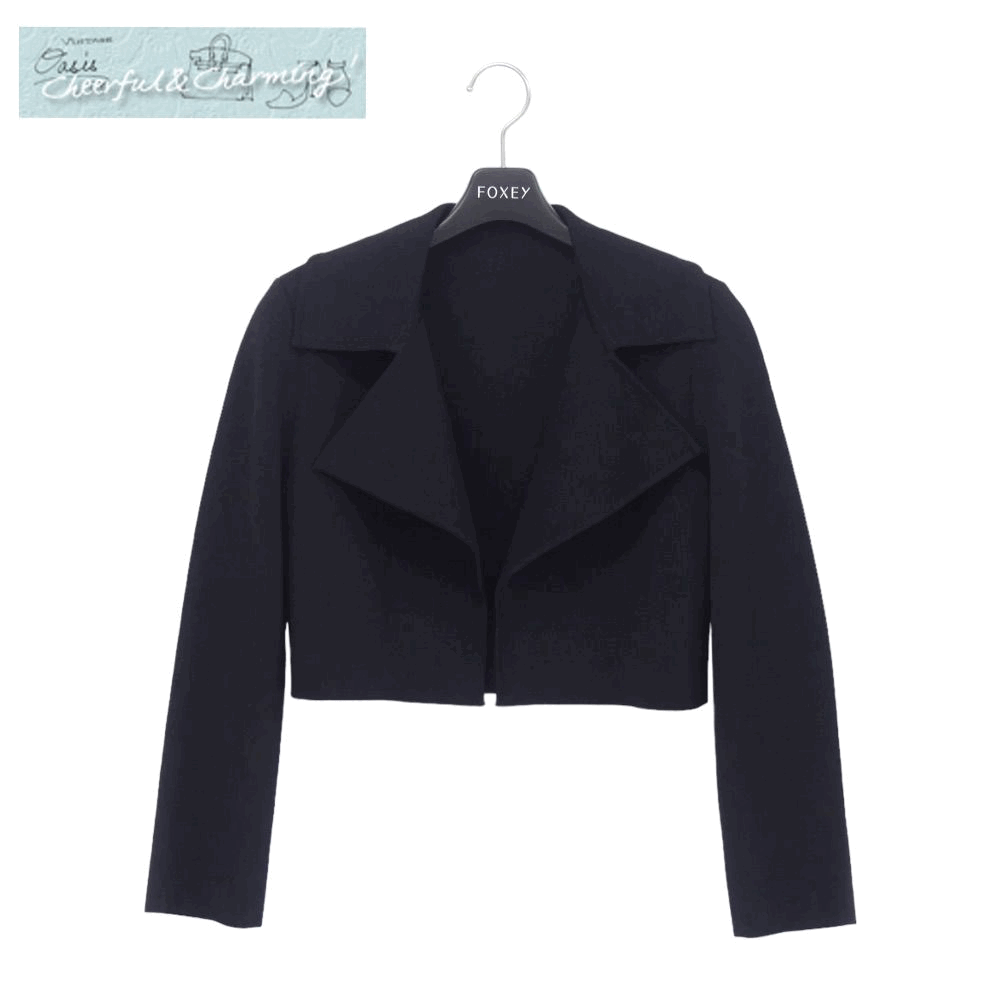 Sランク FOXEY ニットジャケット サハラ 42 ブラック アセテートBLEND '24年商品 44407_画像1